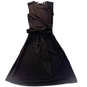Diane Von Furstenberg Black Wrap Skirt Sleeveless Classic Midi Dress Size Medium